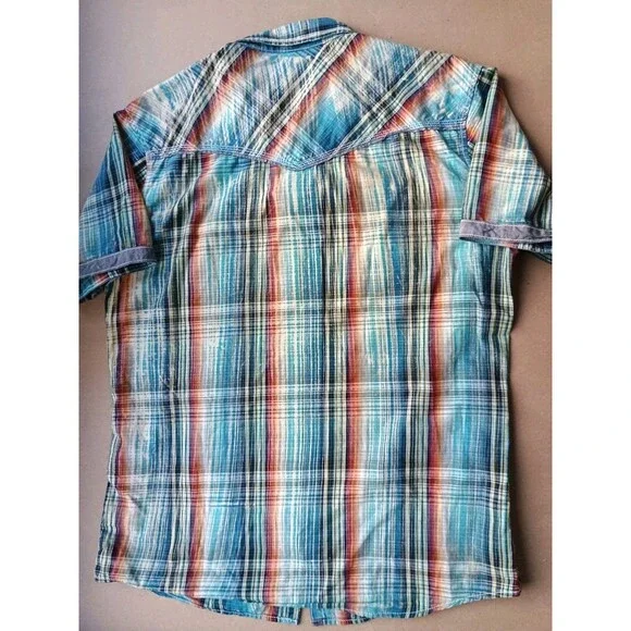 BKE Shirt Men XXL Vintage 1967 Pearl Snap Western Cowboy Tailored Short Sleeves - Picture 2 of 6